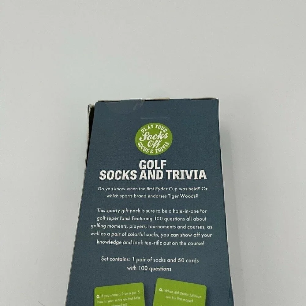 New Golf Socks & Trivia Gift Set Professor Puzzle Argyle Men’s Size 6-12